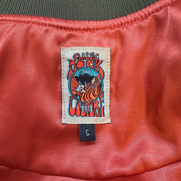 Classic Rock Couture Rising Sun Olive Green Women's Bomber Jacket Size S EUC - Picture 5 of 6